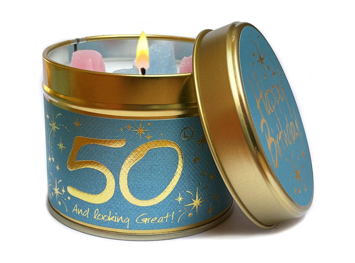Happy Birthday Lily Flame Candle Tin - View #2