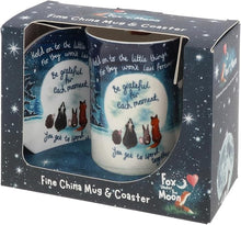 Load image into Gallery viewer, Fox Under The Moon Mug & Coaster Set - Be Grateful