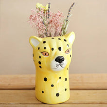 Load image into Gallery viewer, Ceramic Leopard Head Vase