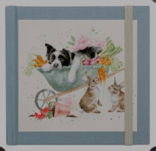 Load image into Gallery viewer, Wrendale Designs 'Sleeping on the Job' Border Collie and Rabbit Password Book