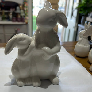 White ceramic Easter bunnies