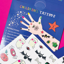 Load image into Gallery viewer, Children's Halloween Glow In The Dark Temporary Tattoos
