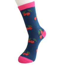 Load image into Gallery viewer, Miss Sparrow Cherries Socks Navy
