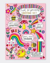 Load image into Gallery viewer, Rachel Ellen Letter Writing Set - Unicorns, Rainbows &amp; Bees/Just Be Yourself
