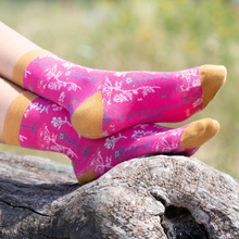 Load image into Gallery viewer, Miss Sparrow Wild Flowers Socks Hot Pink
