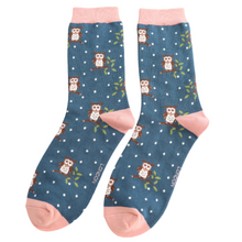 Load image into Gallery viewer, Miss Sparrow Winter Owls Socks Teal
