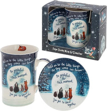 Load image into Gallery viewer, Fox Under The Moon Mug &amp; Coaster Set - Be Grateful
