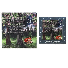Load image into Gallery viewer, Fox Under The Moon Ceramic Coaster In Gift Box
