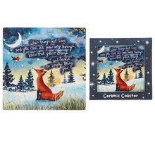 Load image into Gallery viewer, Fox Under The Moon Ceramic Coaster In Gift Box

