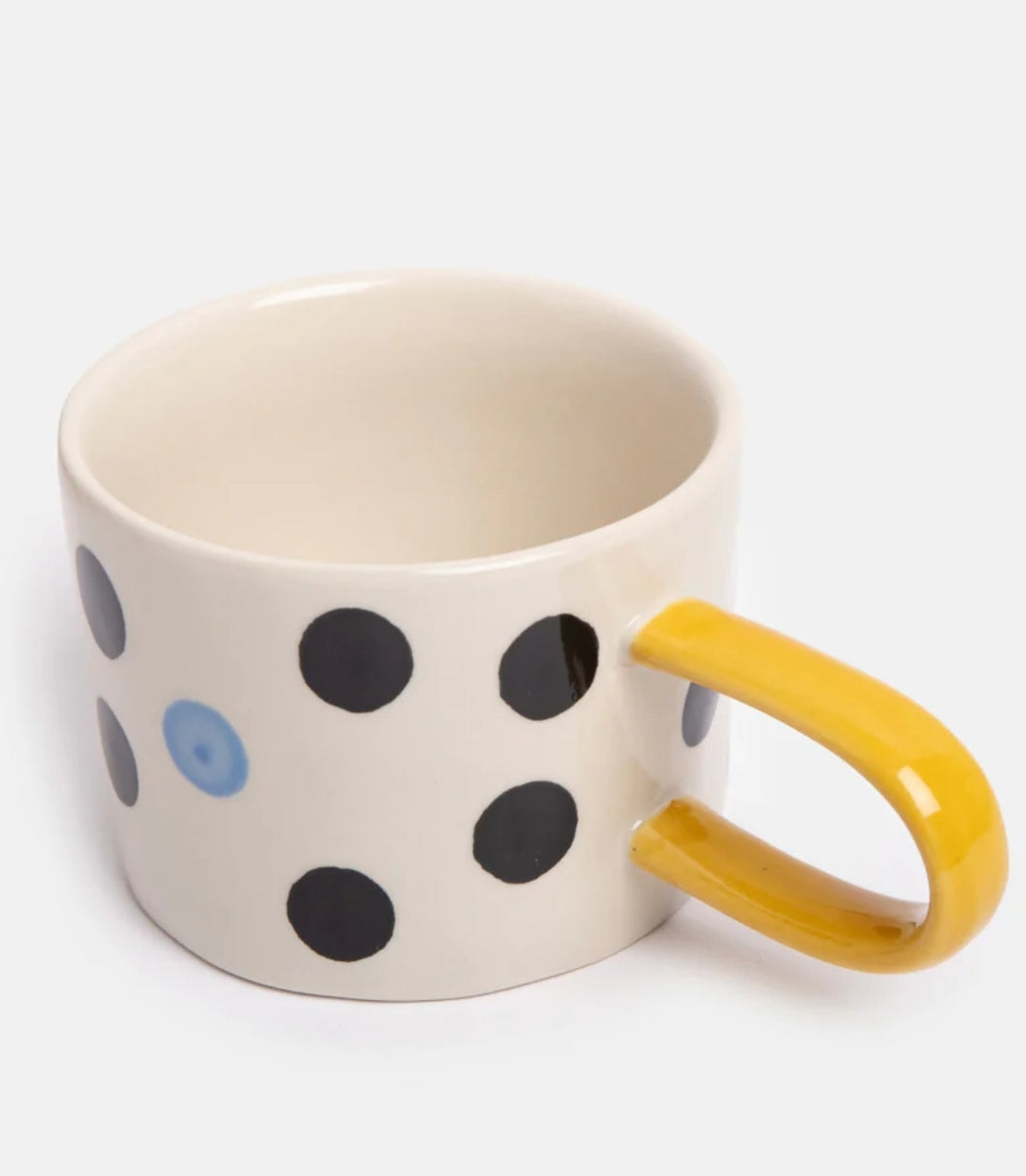 Blue Accent Dotty Ceramic Mug