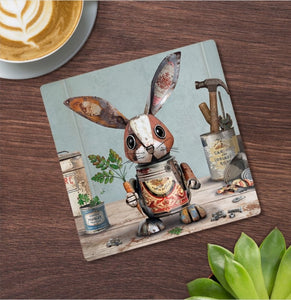 Scrap Art Rabbit Coaster