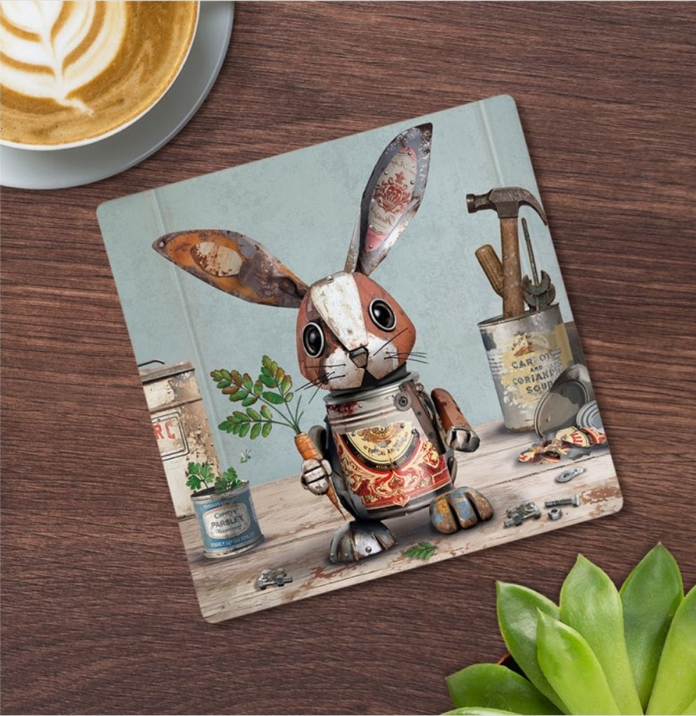 Scrap Art Rabbit Coaster