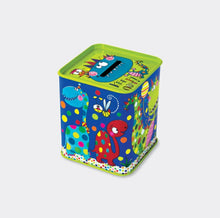 Load image into Gallery viewer, Money Box Tin - Dark Blue Dinosaurs
