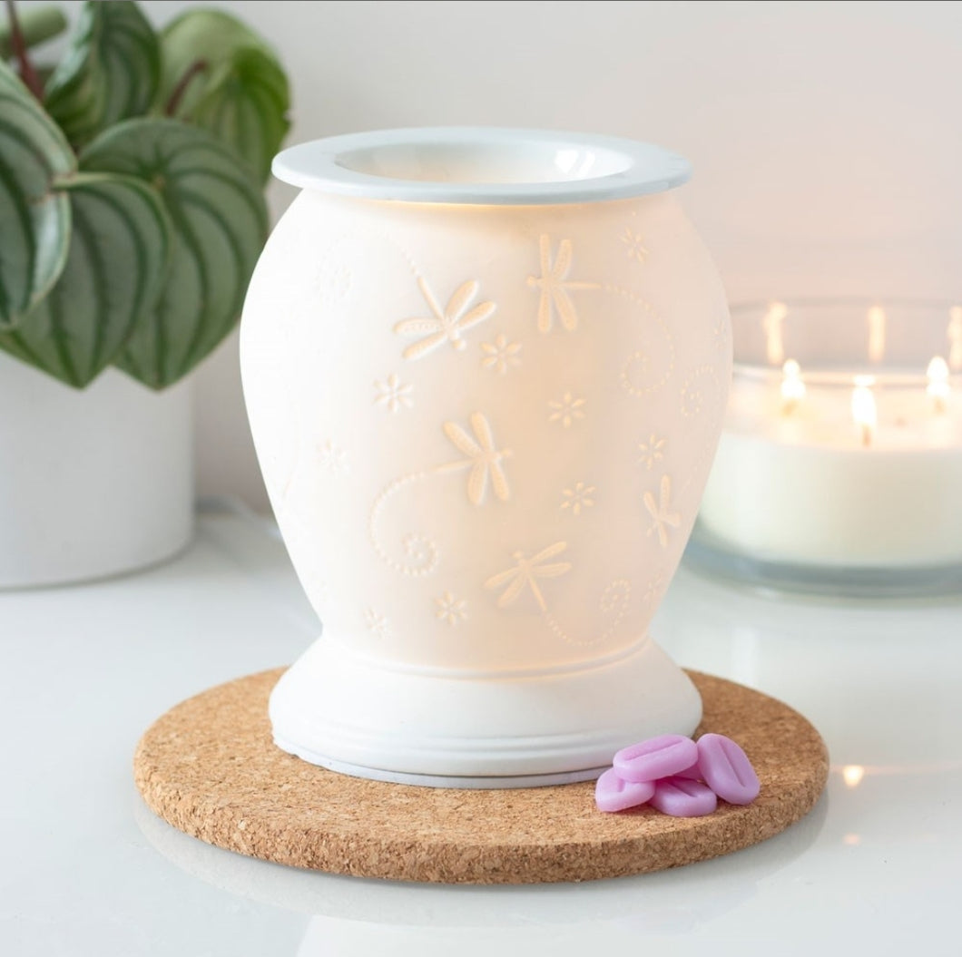 Dragonfly White Ceramic Electric Burner