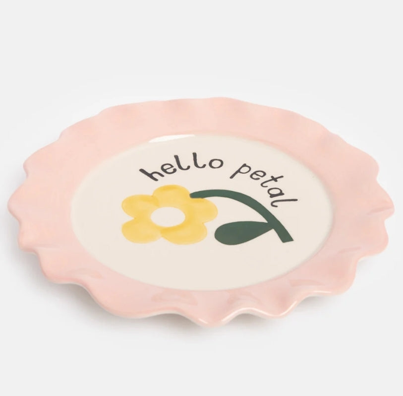 Yellow Flower Hello Petal Ceramic Plate