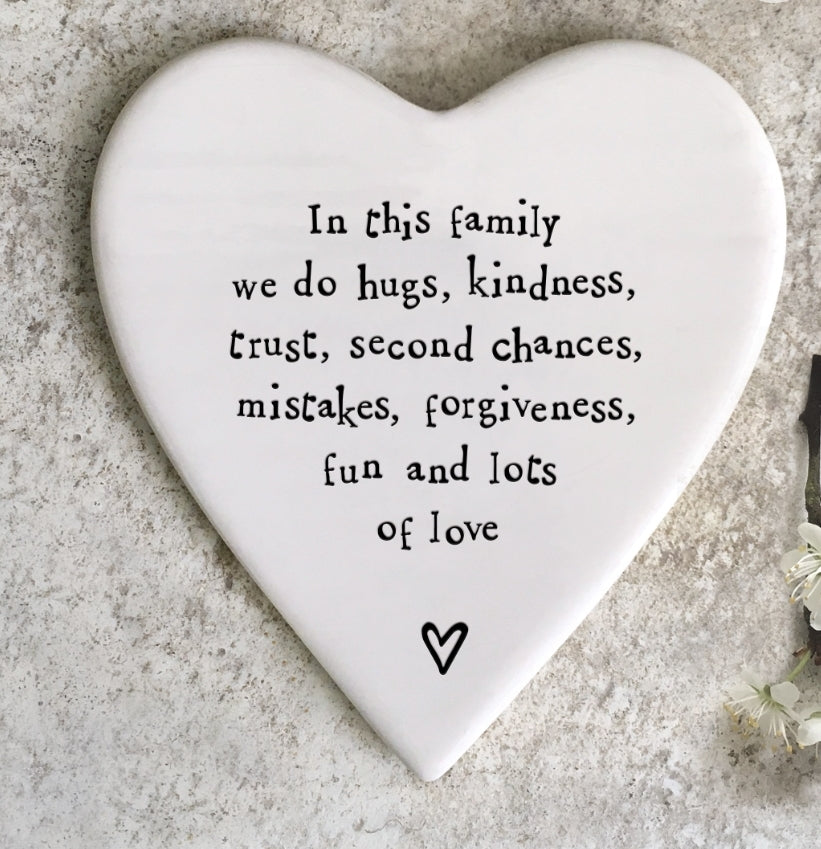 96 In This Family Porcelain Heart Coaster