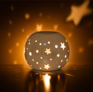 White Iridescent Star Oil Burner and Wax Warmer