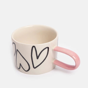 Mono Outline Hearts Ceramic Mug