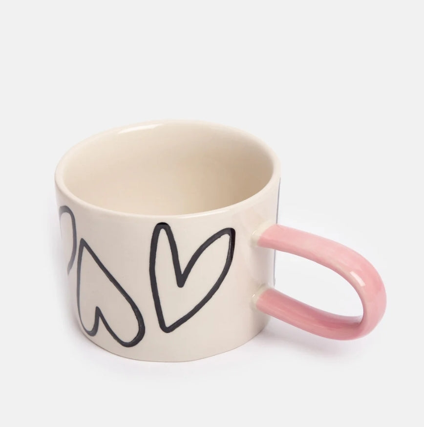 Mono Outline Hearts Ceramic Mug