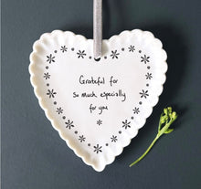 Load image into Gallery viewer, 6276 Scallop Hanging Heart - Grateful for so much
