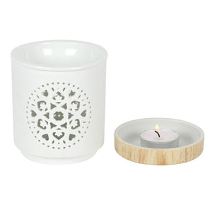 White Mandala Cut Out Oil Burner