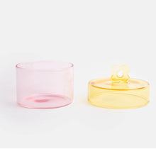 Load image into Gallery viewer, Pink/Yellow Glass Storage Jar
