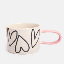 Load image into Gallery viewer, Mono Outline Hearts Ceramic Mug

