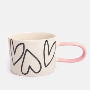 Mono Outline Hearts Ceramic Mug