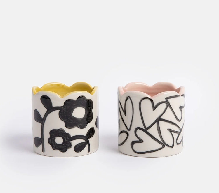 Flower/Heart Set of 2 Egg Cups