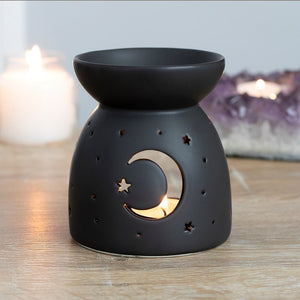 Black Mystical Moon Cut Out Oil Burner