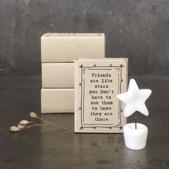 East of India - Friends are like stars  -  porcelain matchbox gift