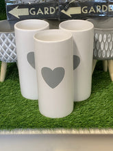 Load image into Gallery viewer, Vase: handmade Ceramic White vase with grey heart
