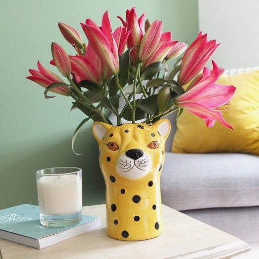 Ceramic Leopard head Vase - Lisa Angel