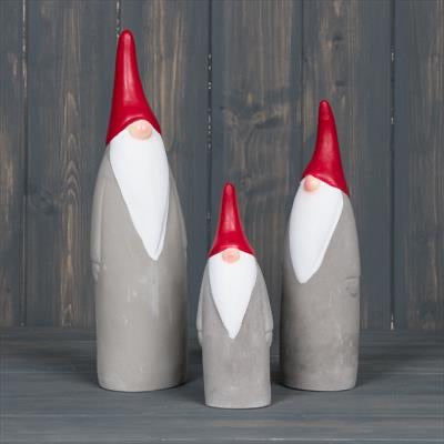 Grey Santa ceramic gnome