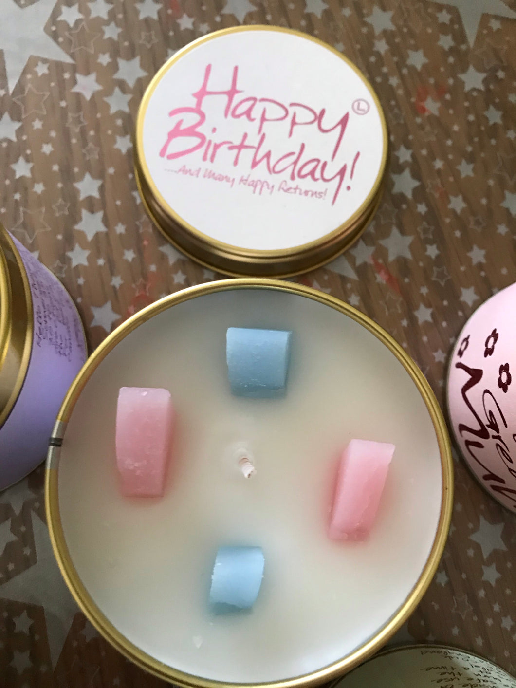 Happy Birthday candle tin by Lily Flame