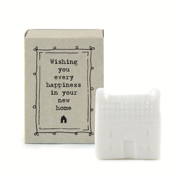 East of India - Wishing you every happiness in your new home -  porcelain matchbox gift