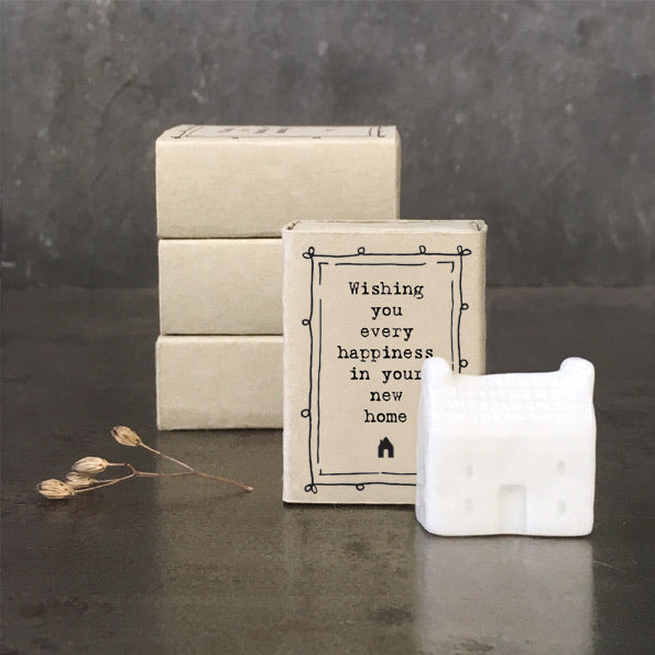 East of India - Wishing you every happiness in your new home -  porcelain matchbox gift