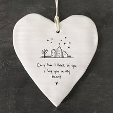 Load image into Gallery viewer, East of India - porcelain heart - new for 2021 - Every time i think of you I hug you in my heart -6223
