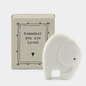 East of India - Little Elephant - Remember you are loved  - porcelain matchbox gift