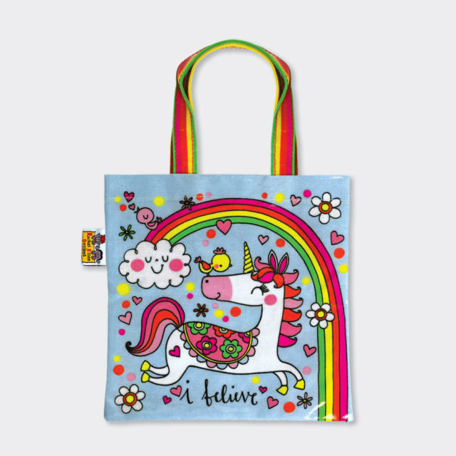 Rainbow and Unicorn mini tote bag