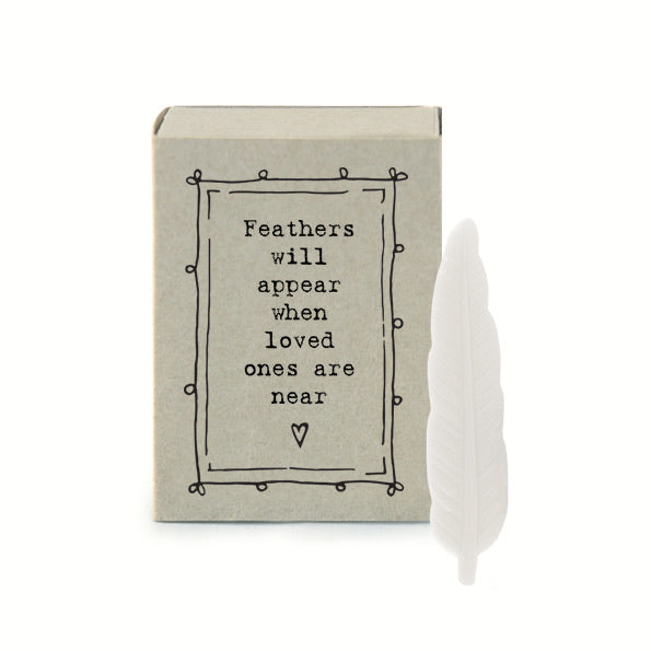 East of India - Feathers will appear when loved ones are near -  porcelain matchbox gift