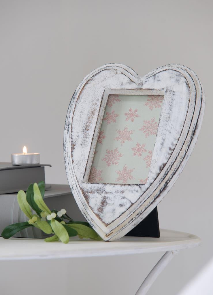 White Heart shaped Distressed frame